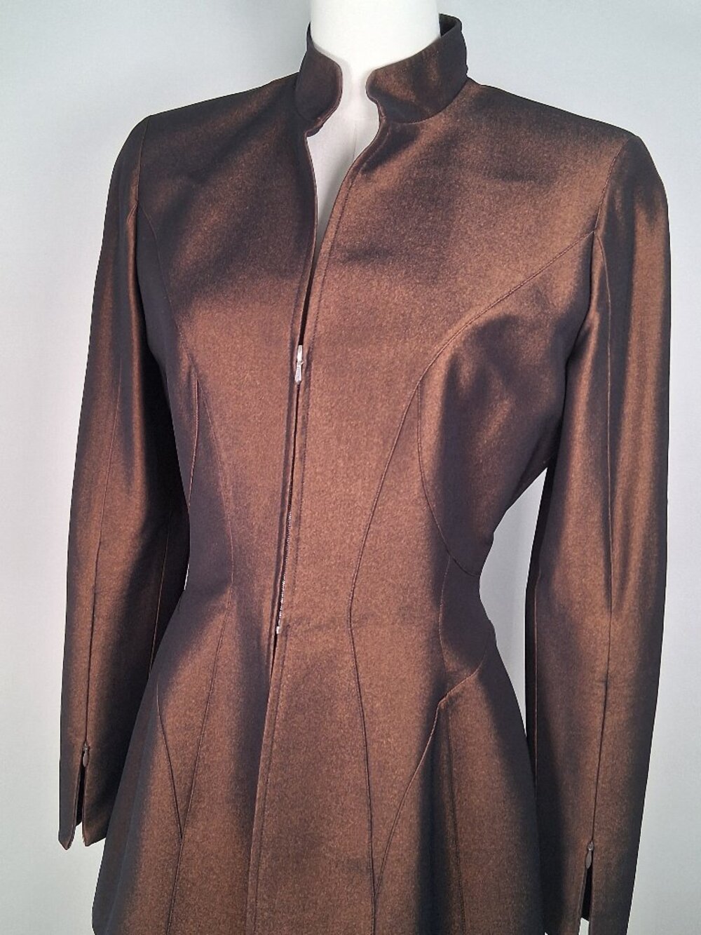 Vintage Thierry Mugler Iridescent Flare Zip Jacket size FR 38 / US 6 / UK 10